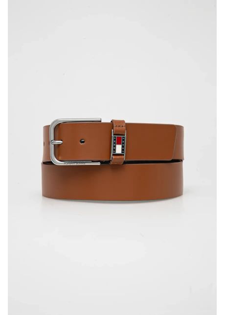 Tommy jeans curea de piele barbati culoarea maro am0am13361