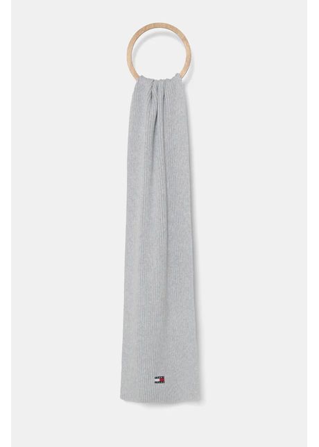 Tommy jeans esarfa din bumbac culoarea gri neted am0am13332