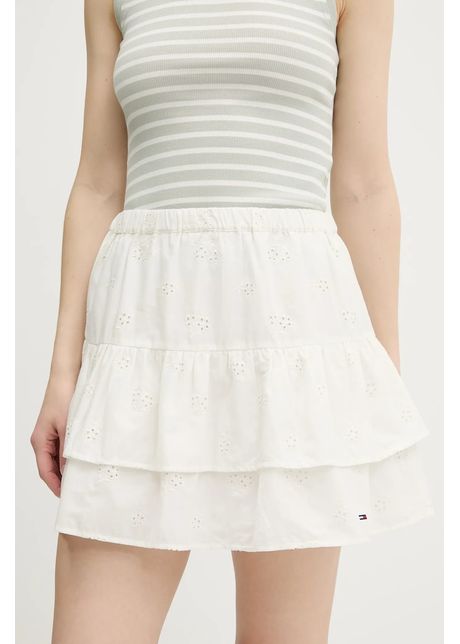 Tommy jeans fust din bumbac culoarea bej mini evazati dw0dw21166