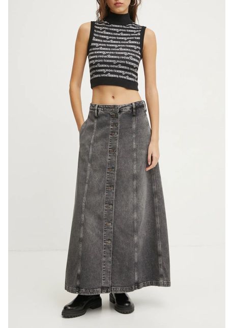 Tommy jeans fust din denim culoarea gri maxi evazat dw0dw19799
