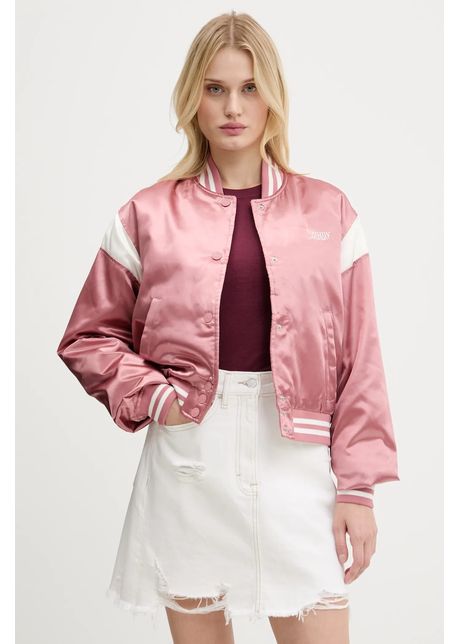 Tommy jeans geac bomber culoarea portocaliu de tranzi ie oversize dw0dw20960
