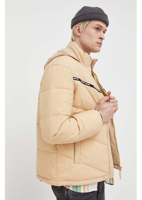 Tommy jeans geaca barbati culoarea bej de iarna