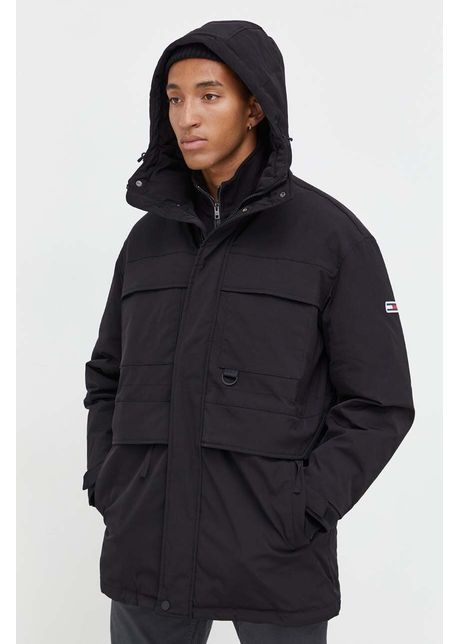 Tommy jeans geaca barbati culoarea negru de tranzitie
