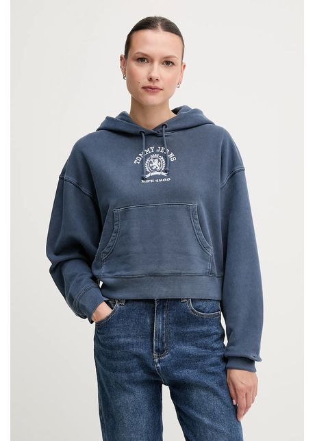 Tommy jeans hanorac de bumbac cu glug cu imprimeu dw0dw20311