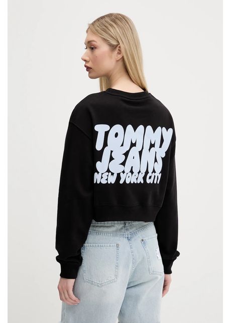 Tommy jeans hanorac de bumbac culoarea negru cu imprimeu dw0dw21345