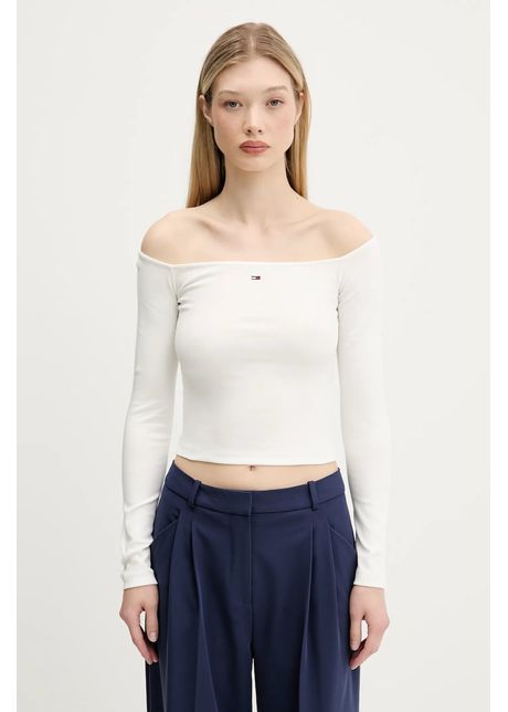 Tommy jeans longsleeve culoarea bej cold shoulder dw0dw20919