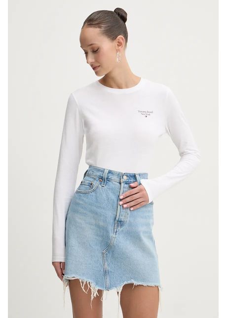 Tommy jeans longsleeve din bumbac culoarea alb dw0dw18793