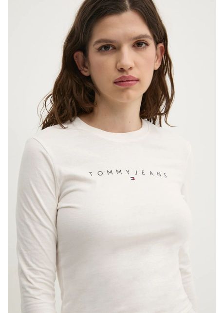 Tommy jeans longsleeve din bumbac culoarea bej dw0dw19434