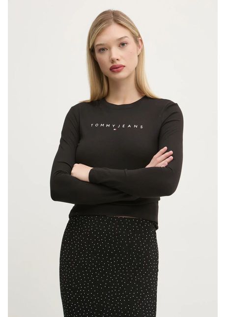 Tommy jeans longsleeve din bumbac culoarea negru dw0dw19434
