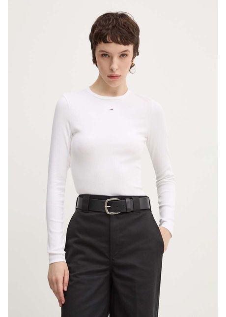 Tommy jeans longsleeve femei culoarea alb dw0dw17387
