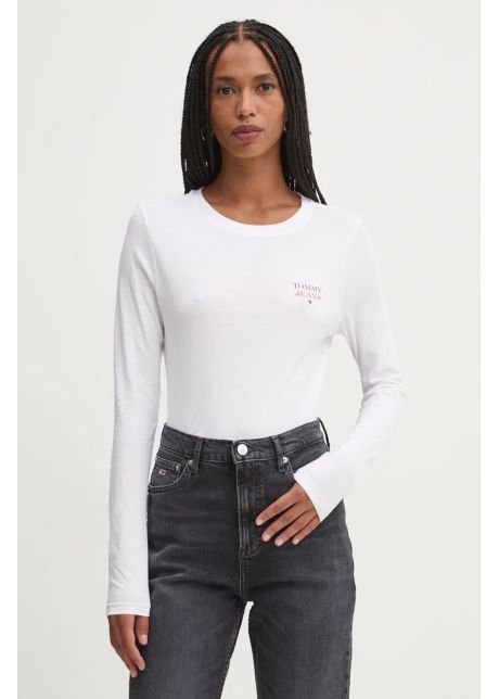 Tommy jeans longsleeve femei culoarea alb dw0dw18411