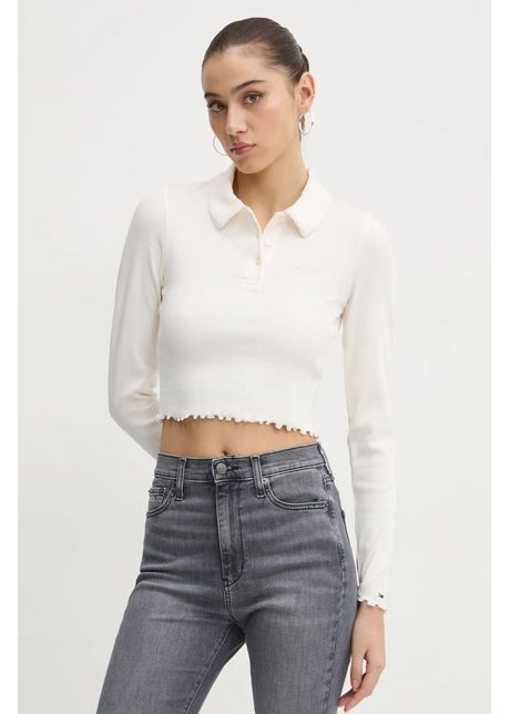 Tommy jeans longsleeve femei culoarea alb dw0dw19369