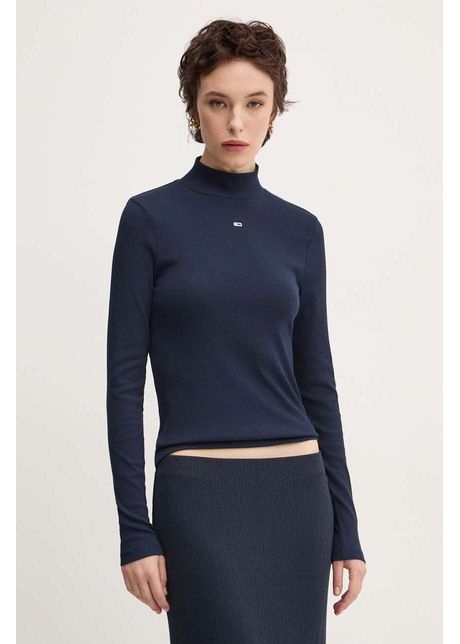 Tommy jeans longsleeve femei culoarea albastru marin cu turtleneck dw0dw19830