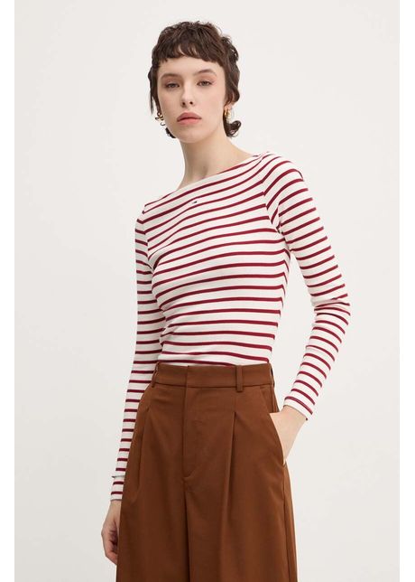 Tommy jeans longsleeve femei culoarea bej dw0dw19817