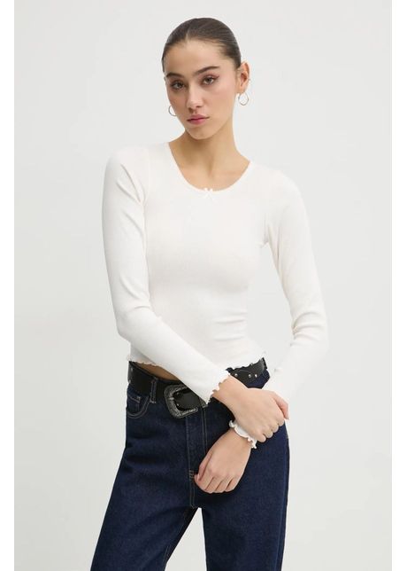 Tommy jeans longsleeve femei culoarea bej dw0dw20277