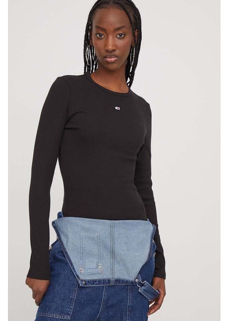 Tommy jeans longsleeve femei culoarea negru dw0dw17387