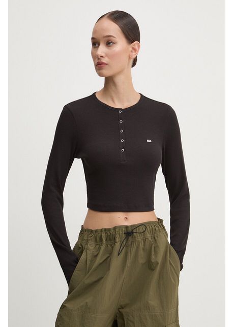 Tommy jeans longsleeve femei culoarea negru dw0dw18430