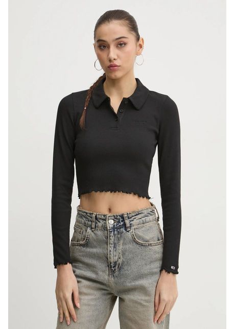 Tommy jeans longsleeve femei culoarea negru dw0dw19369