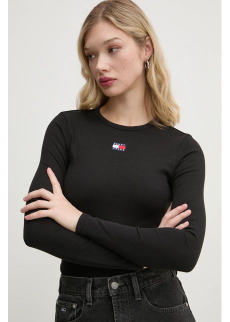 Tommy jeans longsleeve femei culoarea negru dw0dw20178