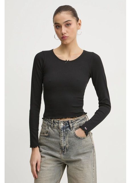 Tommy jeans longsleeve femei culoarea negru dw0dw20277