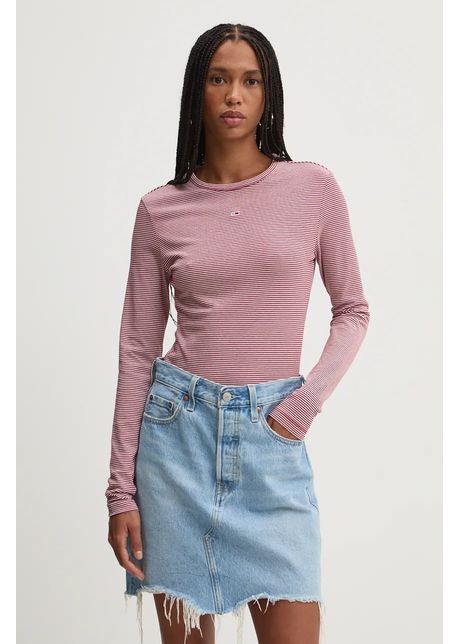 Tommy jeans longsleeve femei culoarea rosu dw0dw19043