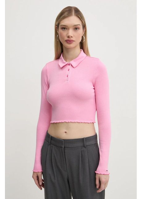 Tommy jeans longsleeve femei culoarea roz dw0dw19369