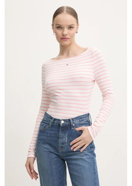 Tommy jeans longsleeve femei culoarea roz dw0dw19817