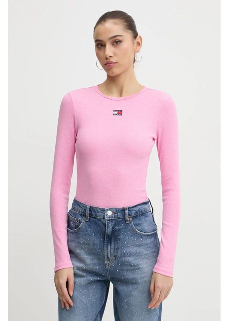 Tommy jeans longsleeve femei culoarea roz dw0dw20178