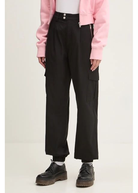 Tommy jeans pantaloni femei culoarea negru fason cargo high waist dw0dw18592