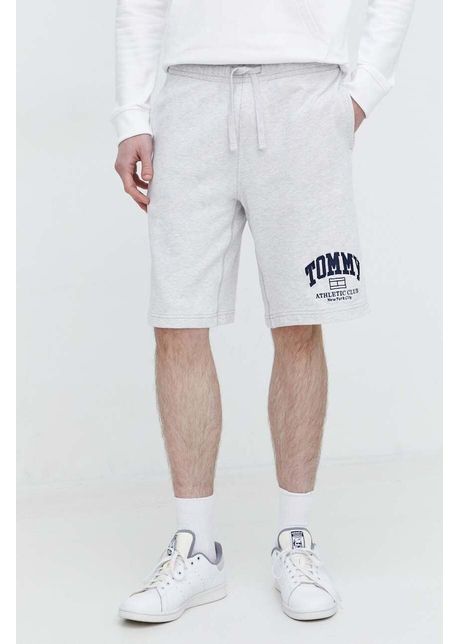 Tommy jeans pantaloni scur i din bumbac culoarea gri dm0dm18799