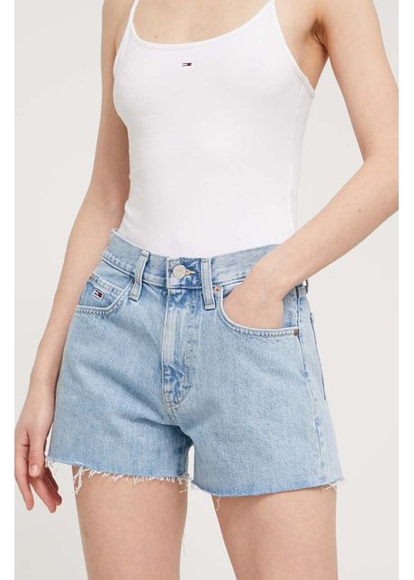 Tommy jeans pantaloni scur i femei uni high waist dw0dw17644