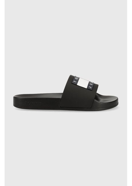 Tommy jeans papuci flag pool sld ess femei culoarea negru en0en02115