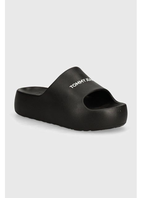 Tommy jeans papuci tjw chunky flatform femei culoarea negru cu platforma en0en02586