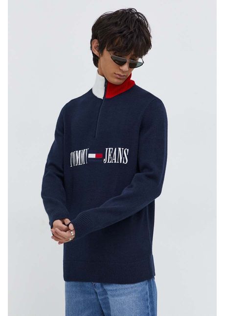 Tommy jeans pulover b rba i culoarea bleumarin dm0dm18368