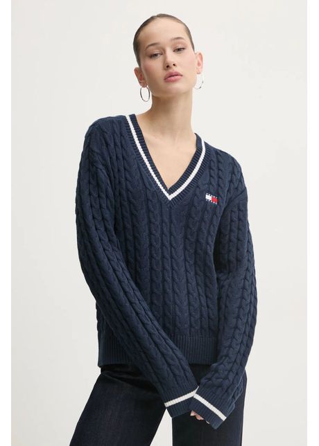 Tommy jeans pulover de bumbac culoarea bleumarin dw0dw19885