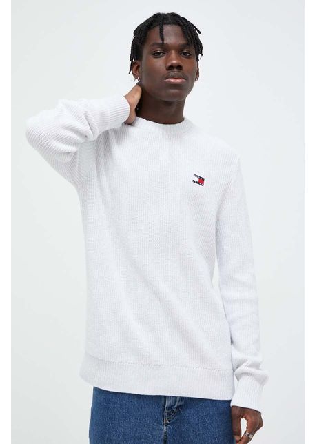 Tommy jeans pulover de bumbac culoarea gri