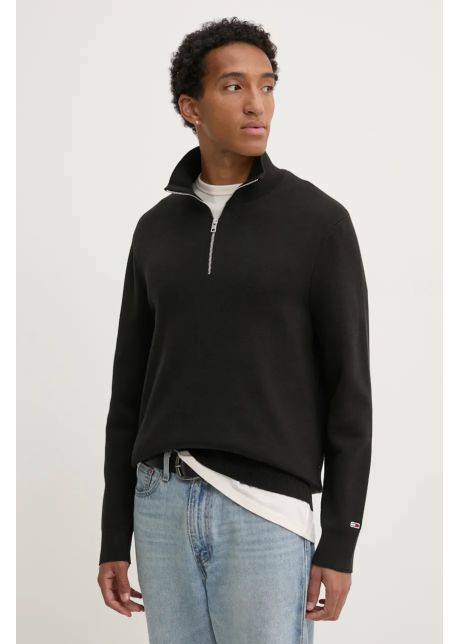 Tommy jeans pulover de bumbac culoarea negru dm0dm20596