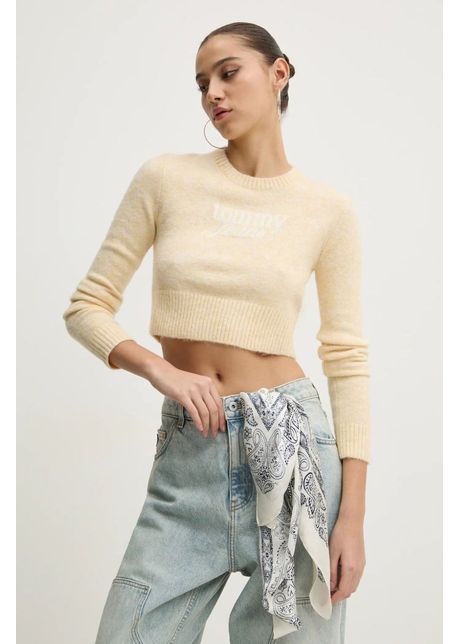 Tommy jeans pulover din amestec de l n femei culoarea galben light dw0dw19895