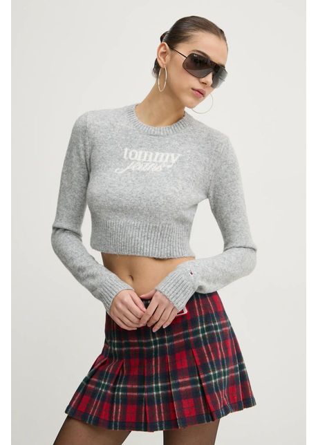 Tommy jeans pulover din amestec de l n femei culoarea gri light dw0dw19895