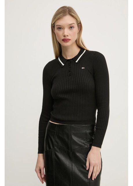 Tommy jeans pulover din amestec de lana femei culoarea negru light dw0dw19887