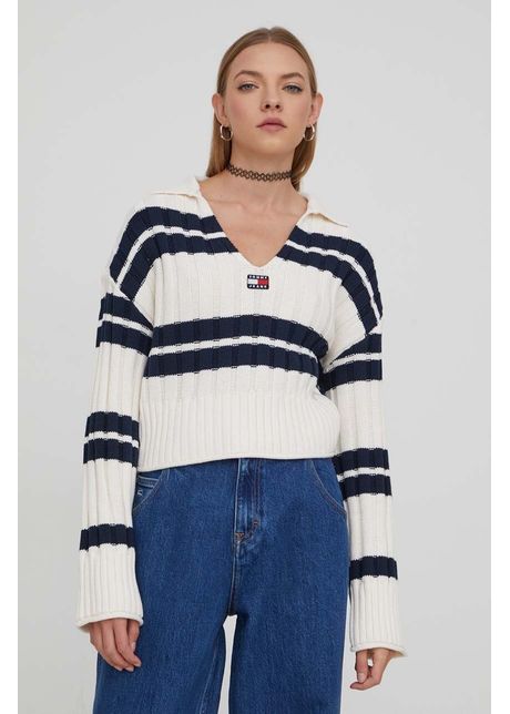 Tommy jeans pulover femei culoarea bej dw0dw17321
