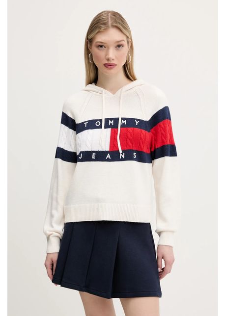 Tommy jeans pulover femei culoarea bej dw0dw20250