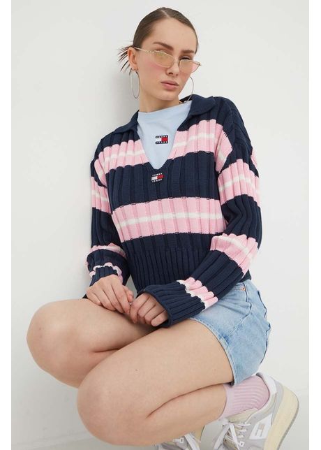 Tommy jeans pulover femei culoarea bleumarin dw0dw17321