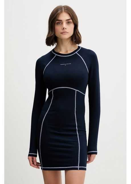 Tommy Jeans rochie culoarea bleumarin, mini, evazați, DW0DW21465
