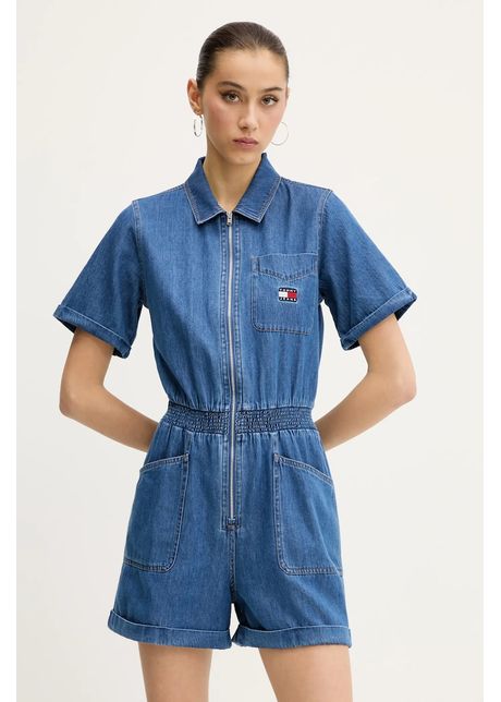Tommy Jeans salopetă jeans bumbac, cu guler, DW0DW20371