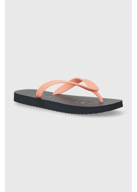 Tommy jeans slapi tjw logo flip flop femei culoarea portocaliu cu toc plat en0en02447