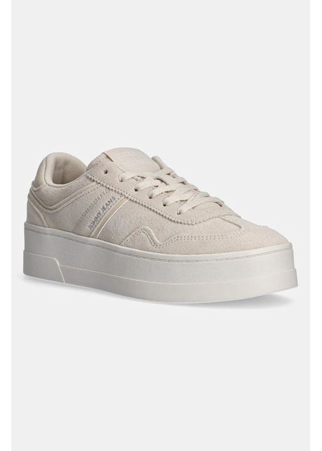 Tommy jeans sneakers din piele intoars the greenwich flatform elevated culoarea bej en0en02676