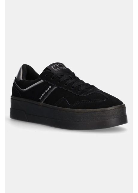 Tommy jeans sneakers din piele intoars the greenwich flatform elevated culoarea negru en0en02676