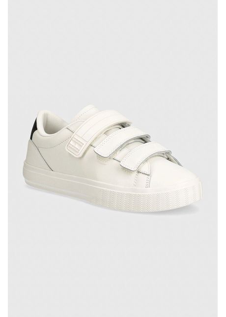 Tommy jeans sneakers din piele tjw cupsole sneaker velcro culoarea alb en0en02568