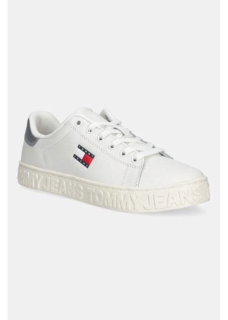 Tommy jeans sneakers din piele tjw logo sneaker ess culoarea alb en0en02703